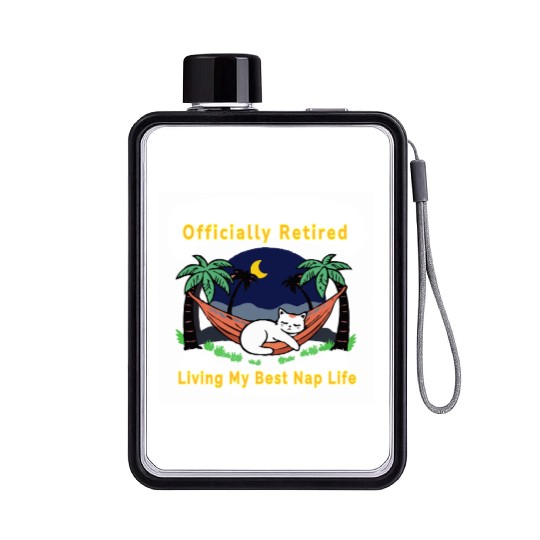 Retired Cat - Living the Dream Flat Water Bottles