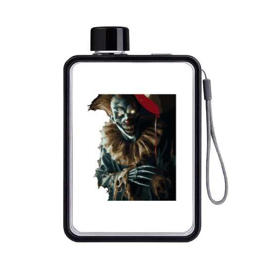 Creepy Ghost Clown with Red Balloon – Flat Water Bottles