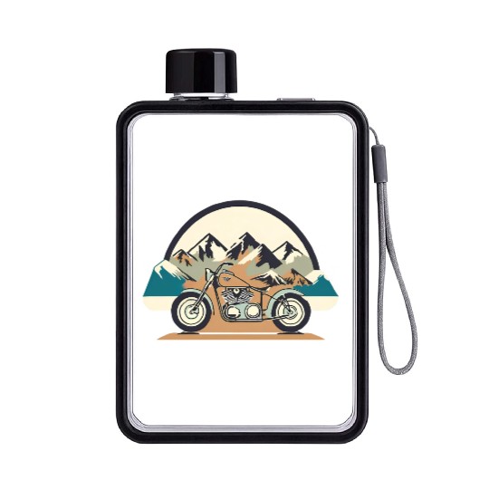 Motorcycle | Mountain background | Pastel Stick Flat Water Bottles