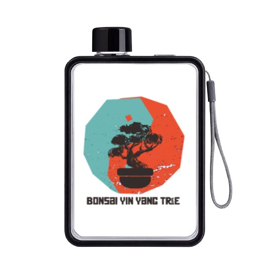 Bonsai Yin Yang Tree Meditative Art Flat Water Bottles