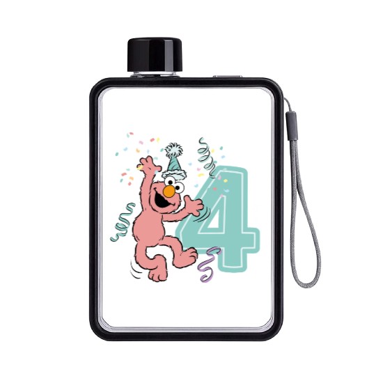 Sesame Street Birthday Design With Elmo 4 Years Flat Water Bottles
