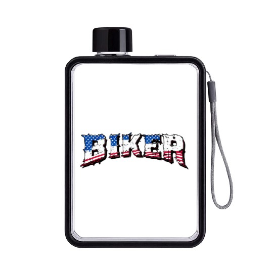 Motorcycle Biker | USA Flag | Biker & Dad Gift Flat Water Bottles