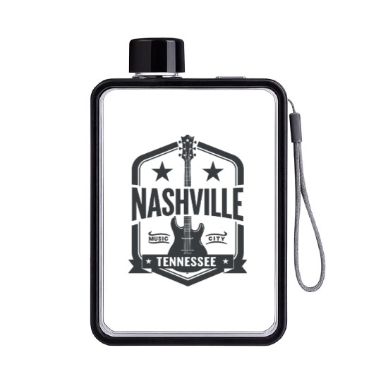 Nashville Music City Guitar Tennessee Flat Water Bottles