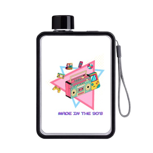 Made in the 90s – Retro Vibes Throwback Design Flat Water Bottles