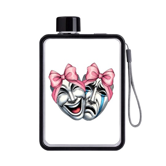 Coquette Bow Theatre Mask Drama Comedy Artist Girl Flat Water Bottles