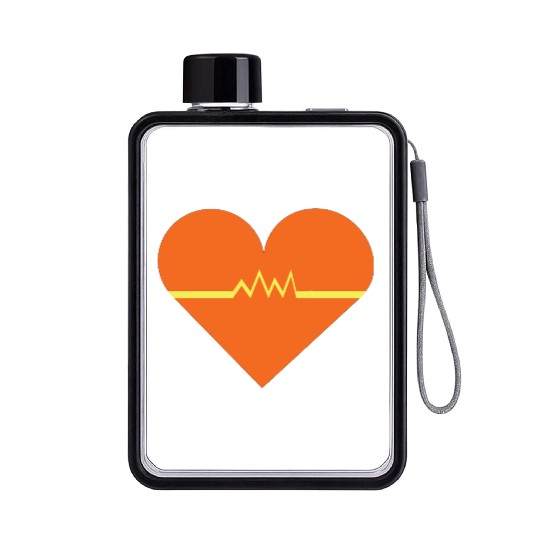Heartbeat with Heart health care and Cardiac Flat Water Bottles