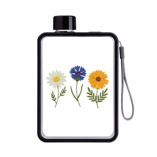 Wildflower Trio Daisy Cornflower Marigold Flat Water Bottles