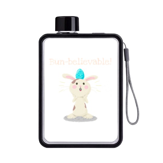 Bun-believable Funny Surprised Bunny Easter Egg Flat Water Bottles