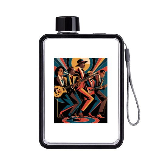 New Orleans Jazz Band art – Elegant New Orleans Ja Flat Water Bottles