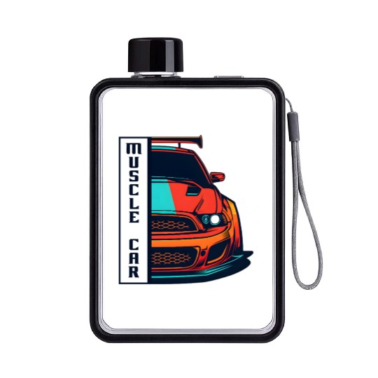 Muscle Car US Flat Water Bottles Modern Muscle Car Man Children