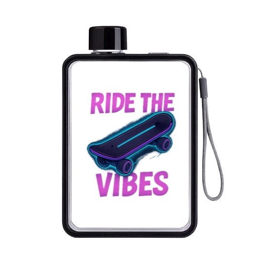 Neon Skate Vibes – Youth Streetwear Flat Water Bottles