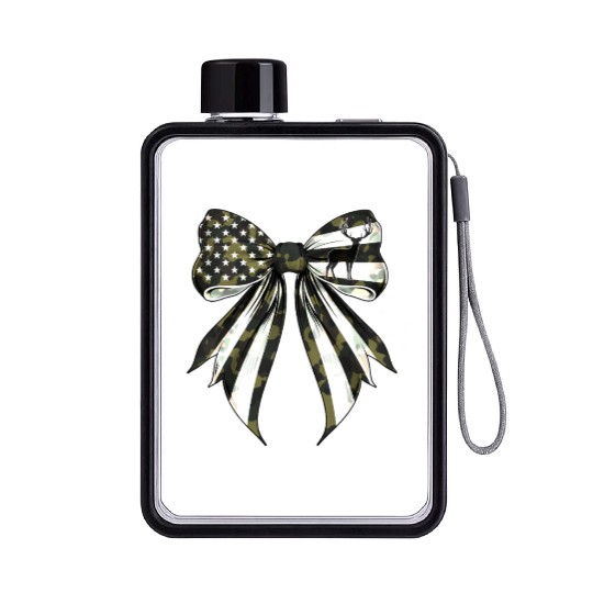 Coquette Bow Deer Hunting Camouflage US Flag Pride Flat Water Bottles