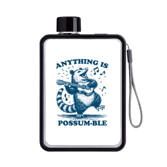 Anything is Possum ble Possum Playing Guitar Flat Water Bottles