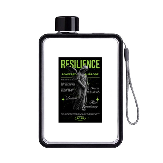 Resilience Angel – Neon Motivational Art Flat Water Bottles