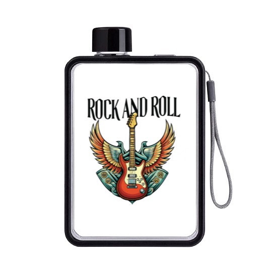 Vintage Retro 80s Rock Roll Music Guitar Wing Flat Water Bottles