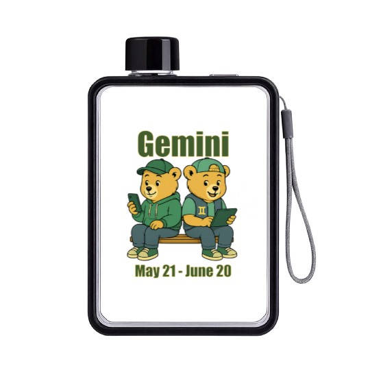 Gemini Bear Flat Water Bottles