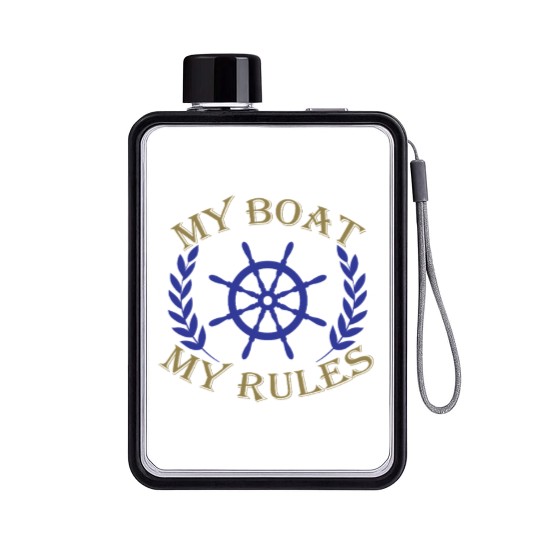 Captain boat my boat my rules motorboat Flat Water Bottles