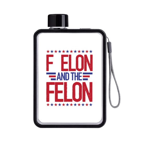 F Elon and the felon funny saying Anti Musk Flat Water Bottles