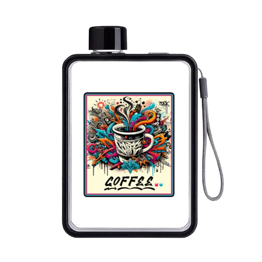 Coffee Graffiti Explosion Flat Water Bottles