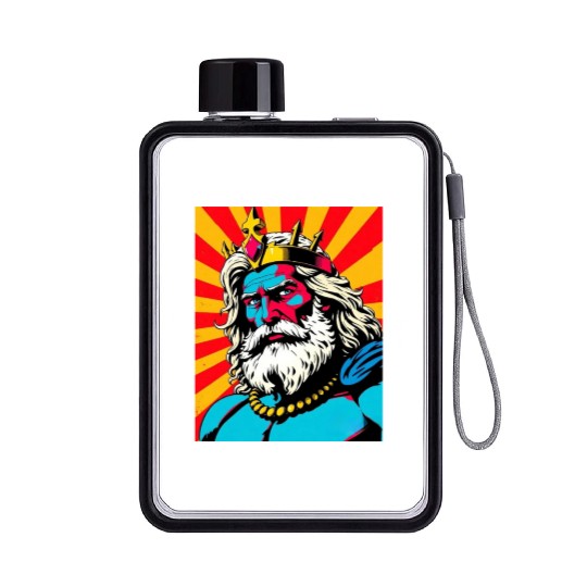 Bold Pop Art Zeus – Colorful Greek God Illustratio Flat Water Bottles