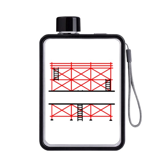 Red Scaffold Banner Company Name Flat Water Bottles