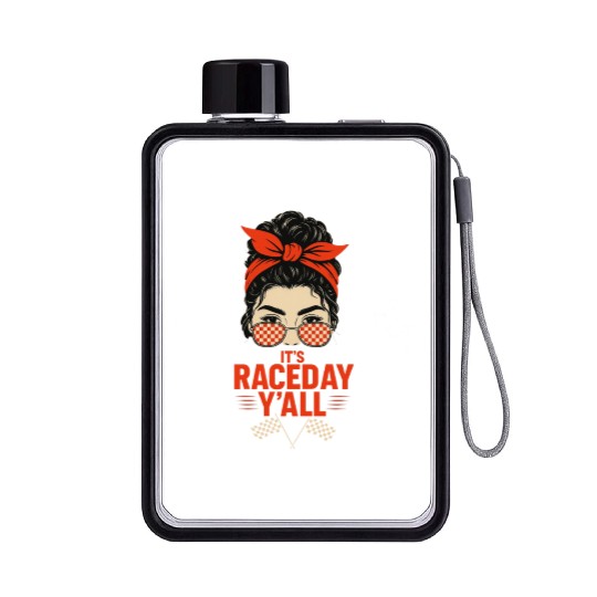 Retro Race Day Vibes for Women with Sunglasses Flat Water Bottles