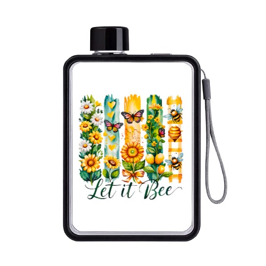 Let It Bee Positivity Spring Summer Flat Water Bottles