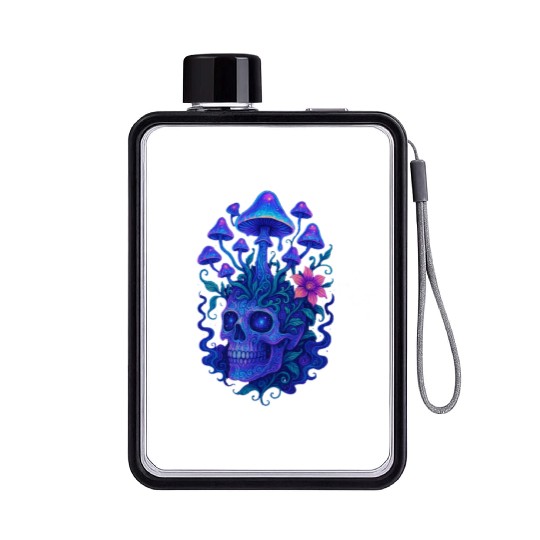 Fungi Mind - Trippy Skull Bloom Flat Water Bottles