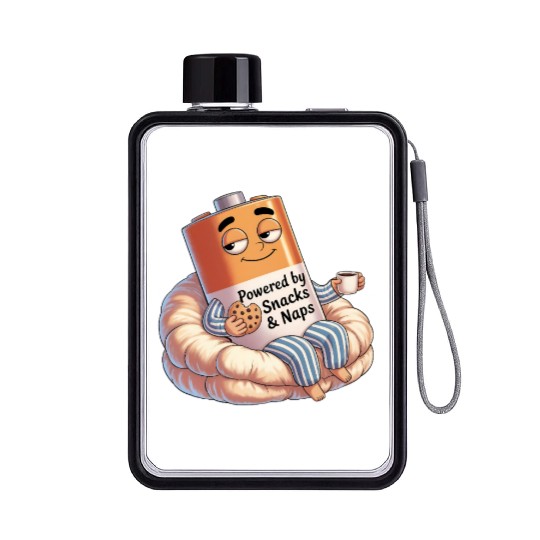 Powered by Snacks & Naps Flat Water Bottles