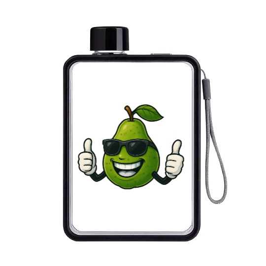 Cute cartoon pear guava fruit summer joy Flat Water Bottles