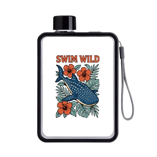 Swim Wild | Tropical Whale Shark Design Flat Water Bottles