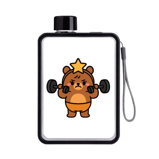 Built Different Bear Quirky Workout Character Flat Water Bottles