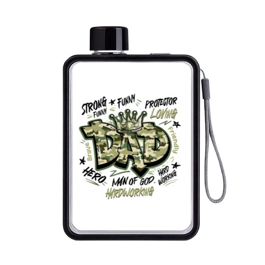 Camo Dad Design Flat Water Bottles