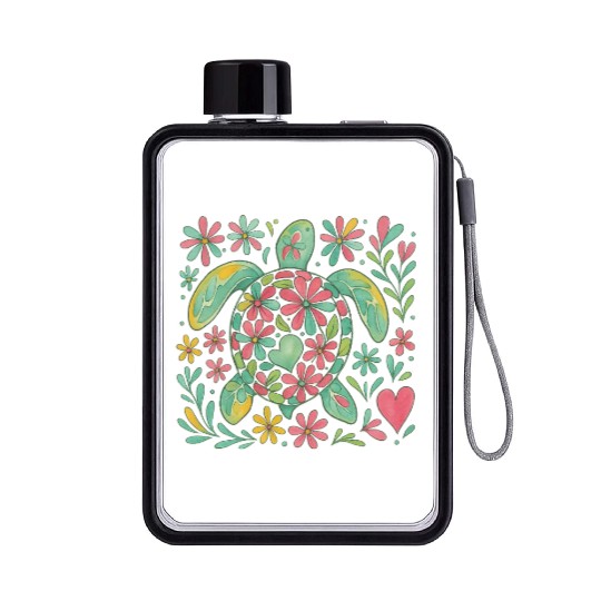 Summer Vacation Sea Turtle Flat Water Bottles