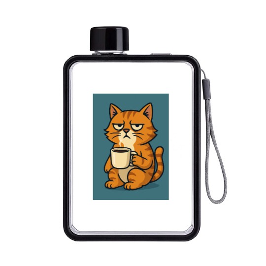 Grumpy Cat with Coffee Flat Water Bottles