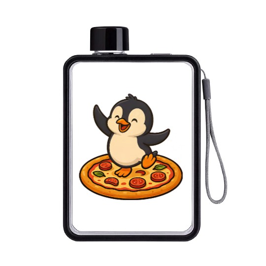 Dancing penguin pizza pizza lover fun Flat Water Bottles