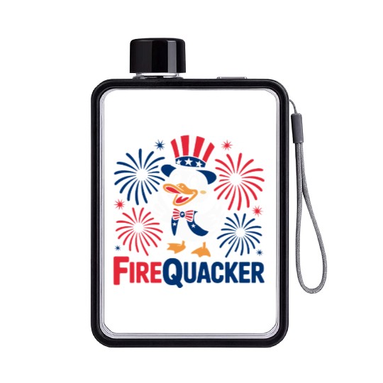 Womens Duck Firequacker Patriotic Fourth of July I Flat Water Bottles