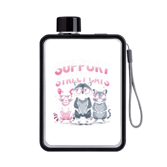 Support Local Street Cats Opossum Raccoon Flat Water Bottles