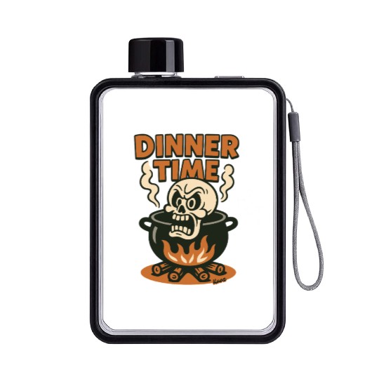 Dinner Time – Angry Skull in a Pot Flat Water Bottles