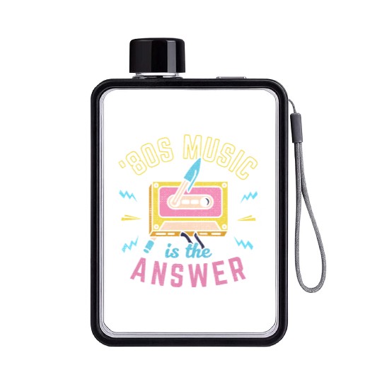 80s Music Is The Answer Flat Water Bottles
