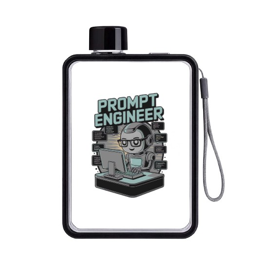 Prompt Engineer AI Robot Programmer Tech Nerd Flat Water Bottles