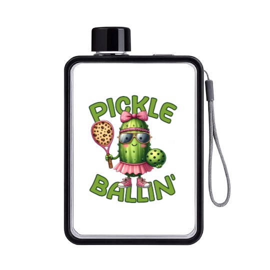 Pickle Ballin Pickleball Dink This Flat Water Bottles