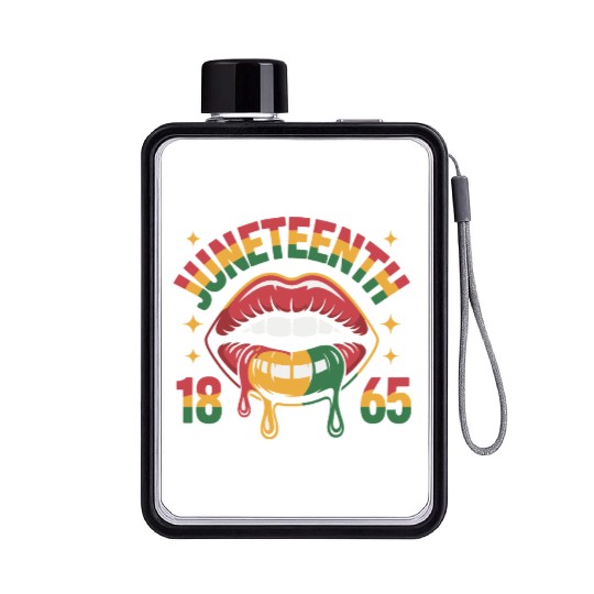 Juneteenth 1865 Rasta Lips Flat Water Bottles