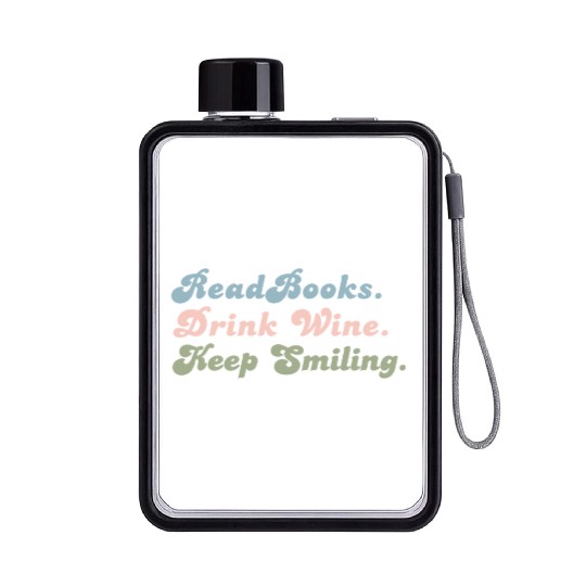 Cute Gift For Book Lover Cute Gift For Wine Lover Flat Water Bottles