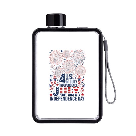 US independance day fireworks square design Flat Water Bottles