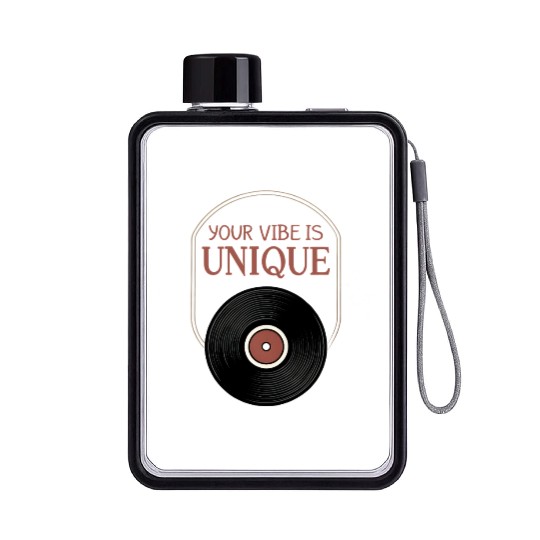 Your Vibe Is Unique LP Vinyl retro 70s Flat Water Bottles