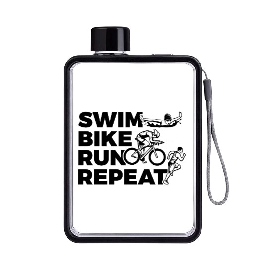 Swim Bike Run Repeat Flat Water Bottles