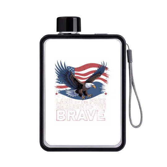 Land of the Free Because of the Brave Flat Water Bottles