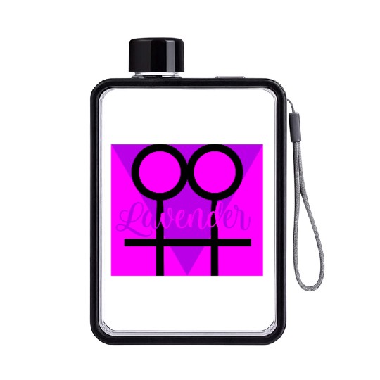 Women Symbol with Lavender Triangle Flat Water Bottles
