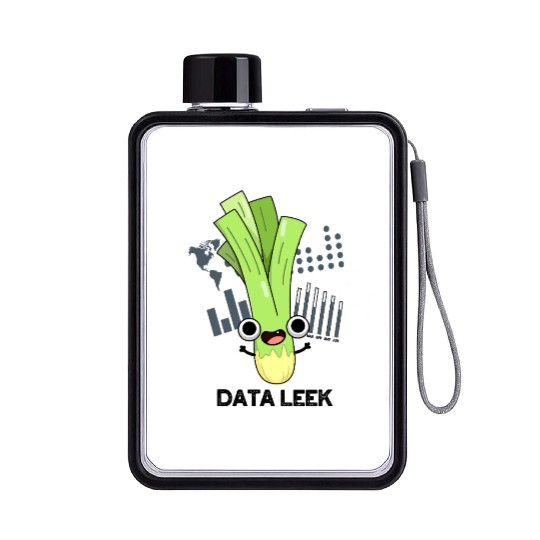 Data Leek Funny Computer Veggie Pun Flat Water Bottles